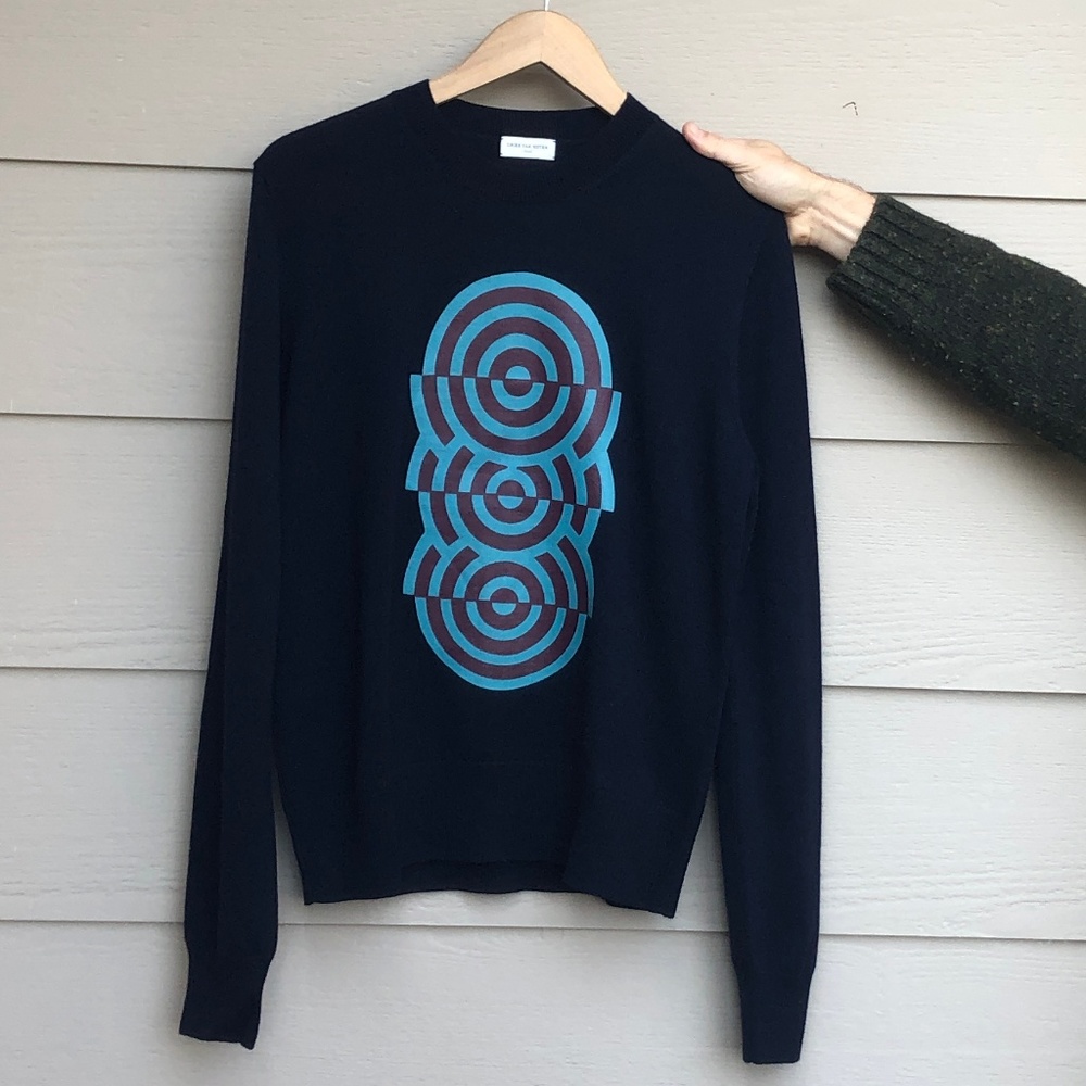 DRIES VAN NOTEN Printed Merino Crewneck Sweater -S